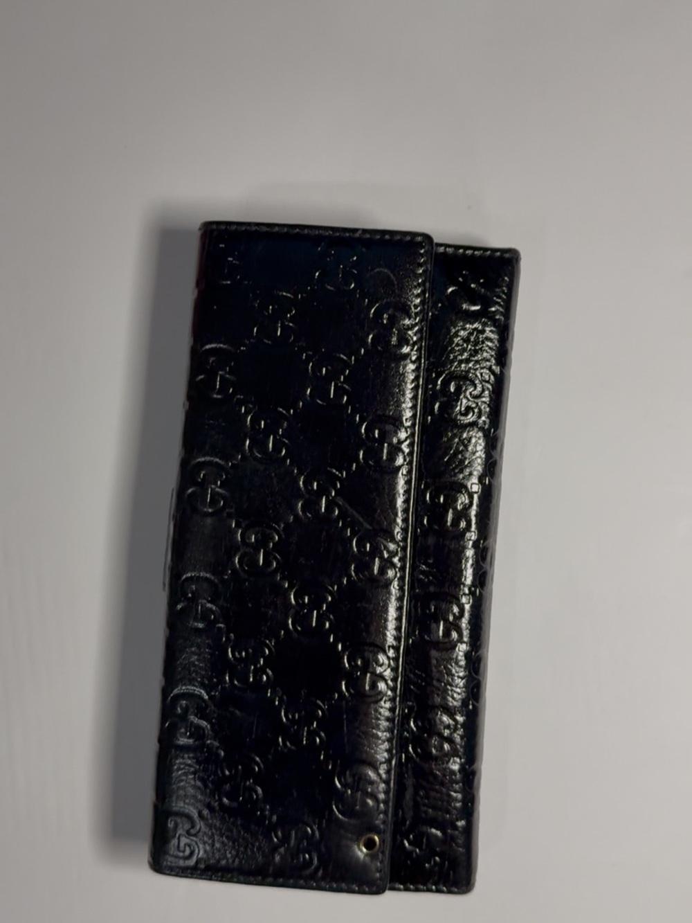 Gucci Black Embossed Monogram Long Wallet